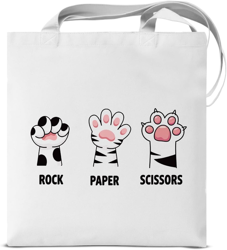 Cute Cat Paw Canvas Tote Bag for Women Aesthetic Reusable Grocery Shoulder Bag for Shopping Work Travel Beach Cat Lover Gifts