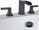 Black Waterfall Bathroom Faucet 3 Hole, Sanliv 8 or 4 Inch Widespread Bathroom Sink Faucets, Modern Vanity Faucet 3 Holes with Pop Up Drain and Supply Lines, ‎Matte Black