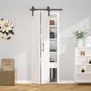 ROOMTEC 24"x84" Solid Pine Bi-Fold Closet Door, White Finish Folding Interior Door, Pre-Assembled, with Track Hardware, for Bedroom, Wardrobe, Laundry Room