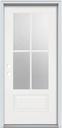 National Door Company, Primed, 36" x 80", Fiberglass, Direct Glazed, 3/4-Lite, 4-Lite, 1-Panel, Right Hand Inswing, Prehung Front Door, on 4-9/16"Frame