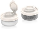 SIGNORAWARE Salt and Pepper Shakers Moisture Proof Set of 2 Small Mini Salt Shaker to go Camping Picnic Outdoors Kitchen Lunch Boxes Travel Spice set Clear with White Covers Plastic Airtight Dispenser