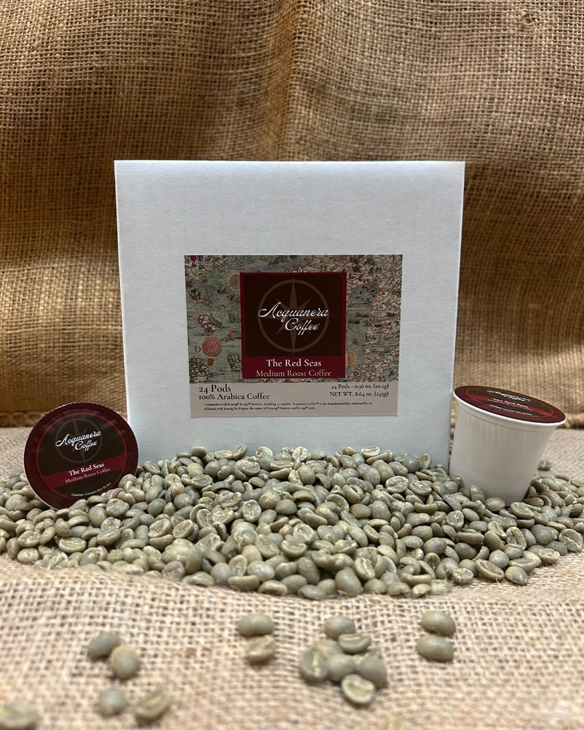 Acquanera Coffee - The Red Seas, Medium Roast Coffee - 100% Arabica - Single Serve Coffee Pods Compatible With K-cup Brewers - 24 count