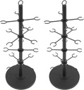 2 Pack Wine Glass Display Stands, 4 Tier Cocktail Tree Stand, Champagne Tower Stand, 4 Tier - 16 Holders For Champagne, Cocktails, Drink Tree Cocktail Holder for Weddings, Bar Parties & Events (Black)
