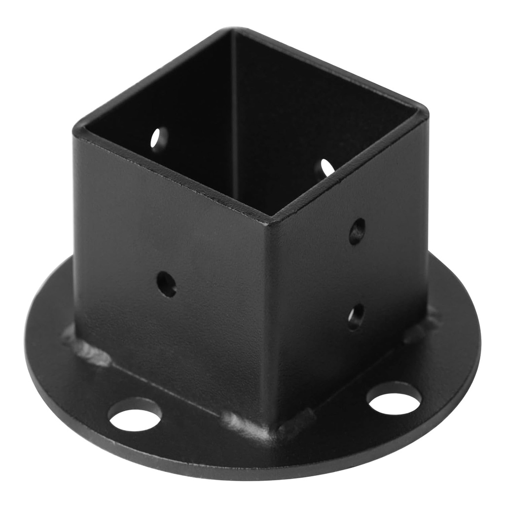 4 Pack Black Square Post Flange Base Anchor Fits 2" x 2" Square Tube, Deck Fence Rail Floor Mount Bracket,10 Gauge