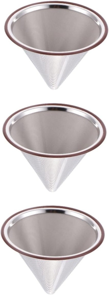 Gadpiparty 3pcs Stainless Filter Reusable Manual Funnel for Drip Coffee Tea Double Design for Home Brewing Servings