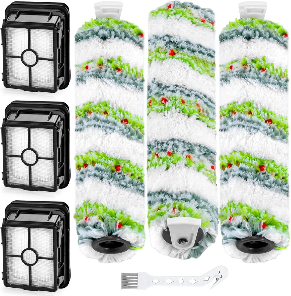 2554 2554A 2590 2593 2596 Replacement Parts for Bissell CrossWave Max and HydroSteam 35151 3515 35152 3513 3518, 3 Pack Pet Brush Rolls 2788 and 3 Pack Filters 1866, 1618641 1608684 LUXRILIX