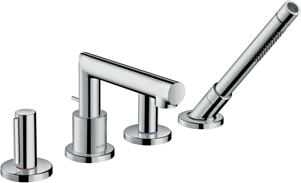 AXOR Uno Modern 2-Handle 16-inch Wide Roman Tub Filler Freestanding Bathtub Faucetand Shower Set in Chrome, 45448001