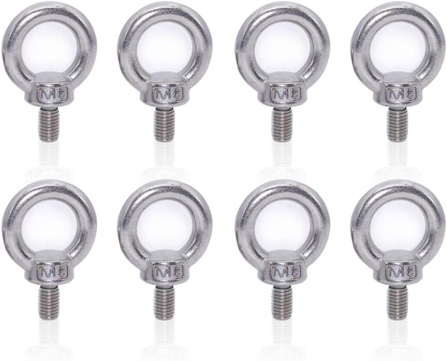 Lependor M8 Metric Machinery Lifting Eye Bolt, 304 Stainless Steel Thread Lifting Ring Eyebolt - 8 Pcs M8 (5/16")