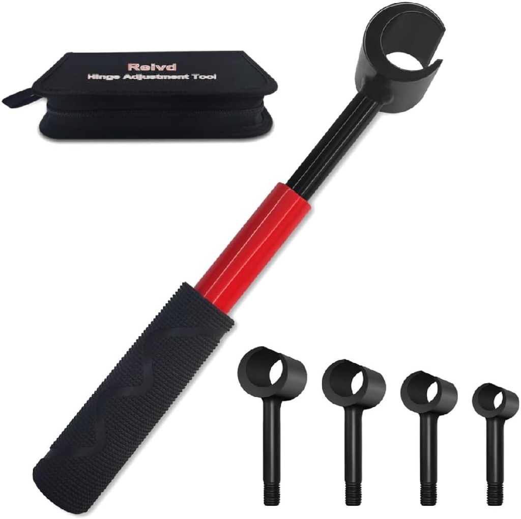 Door Hinge Adjustment Tool, 4 in 1 Gradual Thin-Edge Design Heavy Duty Steel Hinge Gap Adjusting Wrench, Door Hinge Adjuster for Residential & Commercial Use (Threaded Connection)