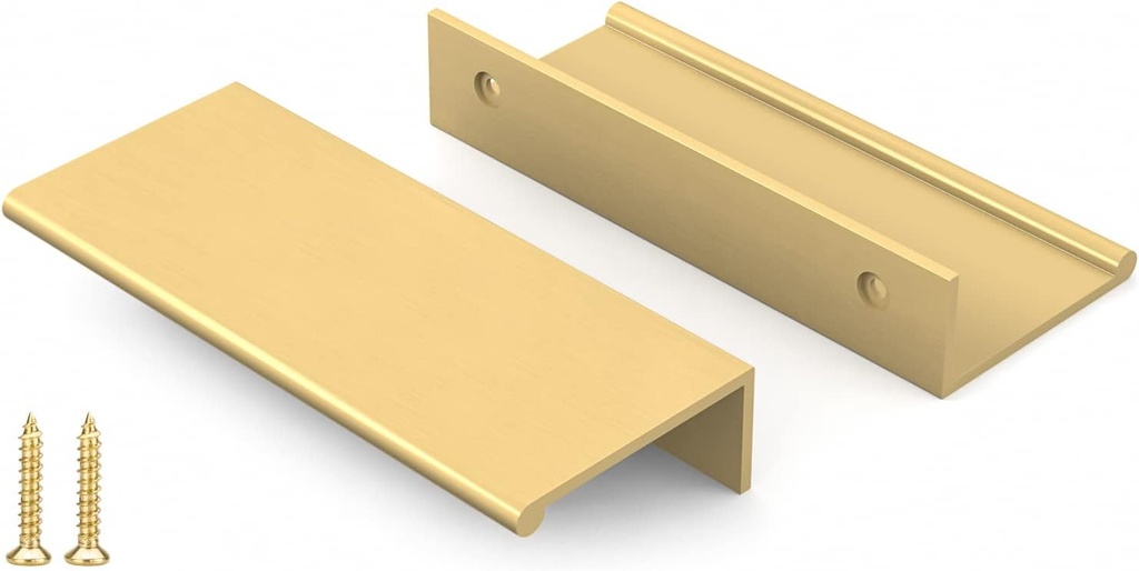 Peaha 10 Pack Kitchen Cabinet Handles 3 inch Matte Gold Pulls for Dresser Drawers Brushed Brass Door Edge Finger Pull Hardware