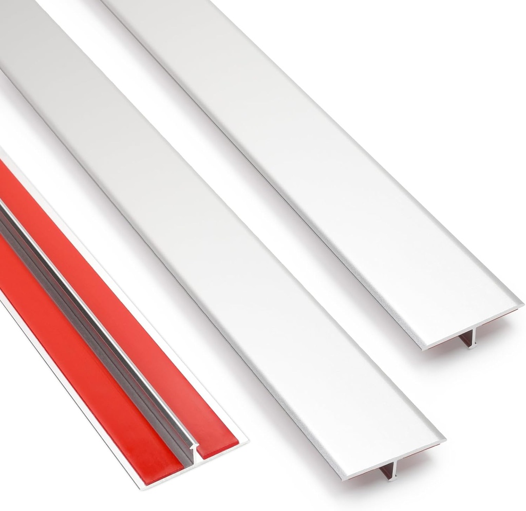 Metal Floor Transition Strips for Doorways, Self-Adhesive Aluminum T-Molding Threshold, for Joining Wood Tile Vinyl Laminate Flooring Gaps Seamless(3Pcs,36"x1.2",Silver)