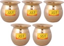 Shiv Shakti Arts Pure Brass Small Mini Pooja Kalash | Lota | Jal Patra | Worship Glass Set, Religious Spiritual Item, Home Temple Mini - 100 ML, Set of 5