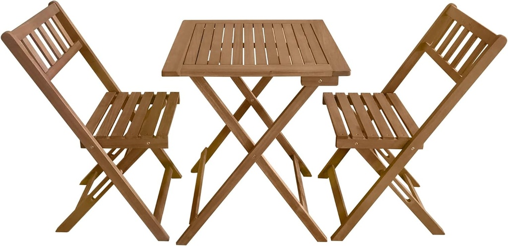 PayLessHere Outdoor Patio Furniture Set Bistro Table and Chairs Set of 2 Acacia Wood Bistro Set for Pool Beach Backyard Balcony Porch Wooden Furniture, Natural Oiled Outdoor Furnitures