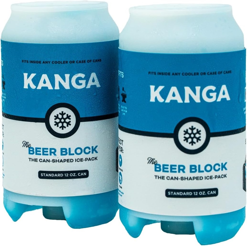 Kanga Beer Blocks Slim Can Shaped Ice Pack - Keep Drinks Cold for 9 Hours | Reusable for Cooling Food/Beverages | Durable Plastic Construction | Can Cooler Ice Block - 12 oz Standard Can Pack of (2)
