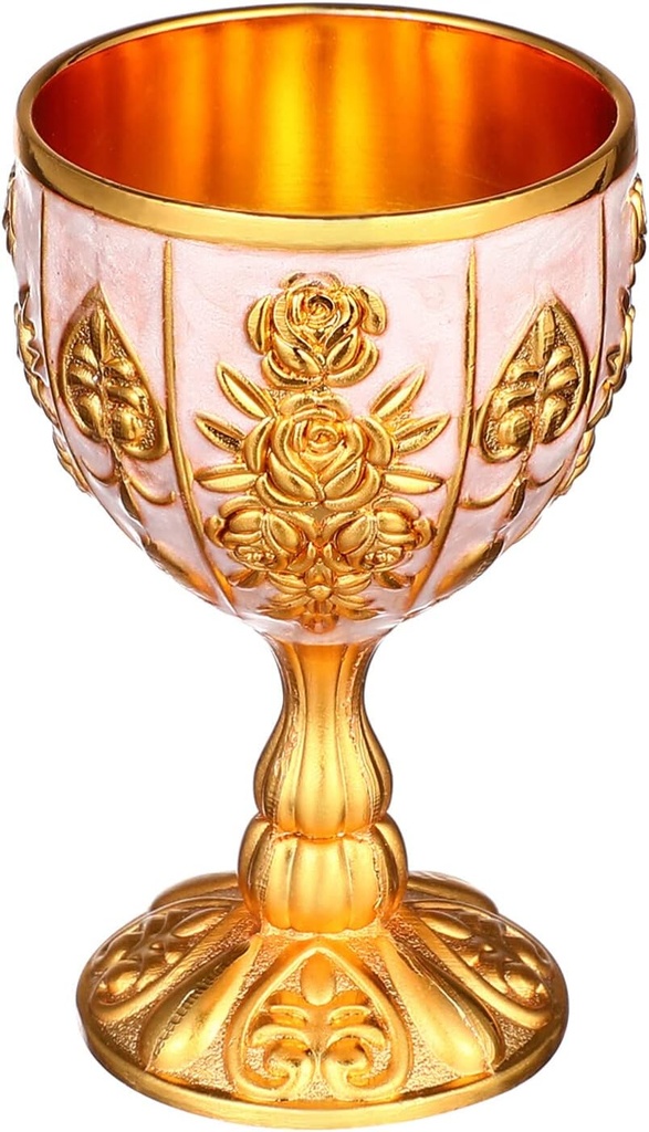 BESPORTBLE Vintage Cup Decorative Wine Chalice Goblet European Style Wine Glass Drinking Vessel Buddhist Sacrifice Cup Xmas Christmas King Queens Party Decoration Golden