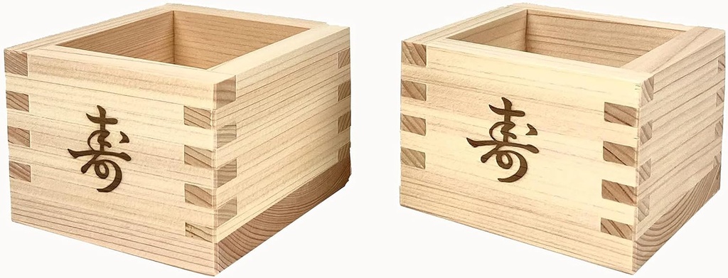 JapanBargain 2728x2, Sake Masu Cup Japanese Hinoki Wood Sake Cup Geisha Pattern Made in Japan, 4 oz, Set of 2
