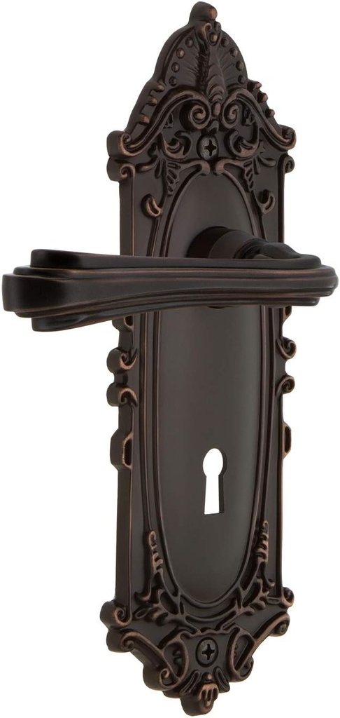Nostalgic Warehouse Victorian Plate Single Dummy with Keyhole Fleur Lever in Timeless Bronze