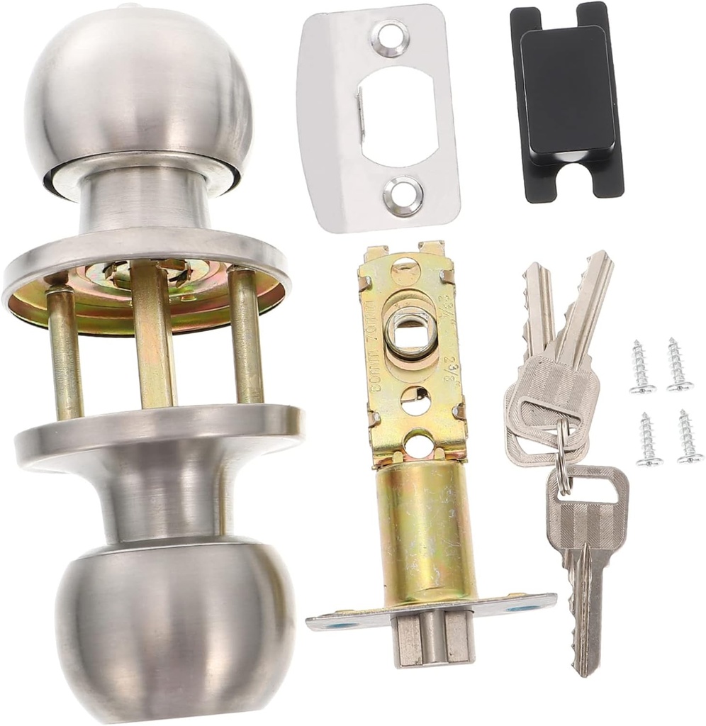 Three-Lever Handle Lock Front Door Knob Childproof Doorknob Interior Exterior Brushed Stainless Steel Door Locks Keys