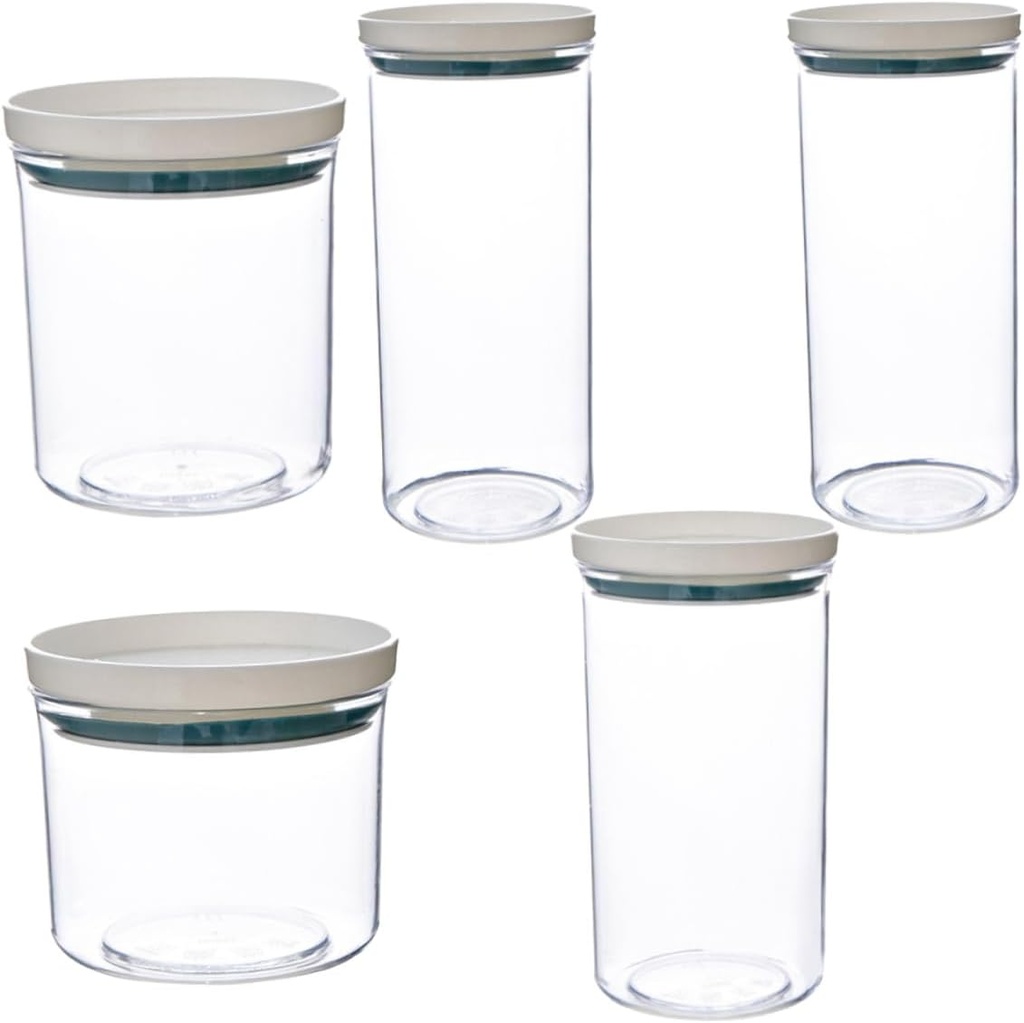 PRETYZOOM 4pcs Stackable Plastic Sealed Food Storage Containers 250ml to 700ml Airtight Grain Canisters for Cereal Kitchen and Home Organization
