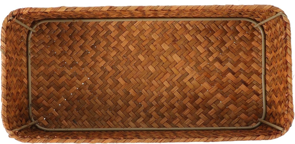 Woven Cutlery Storage Basket Multi-functional Organizer for Kitchen Utensils and Spice Jars Straw Material Rustic Design for Dining Tables and Counters