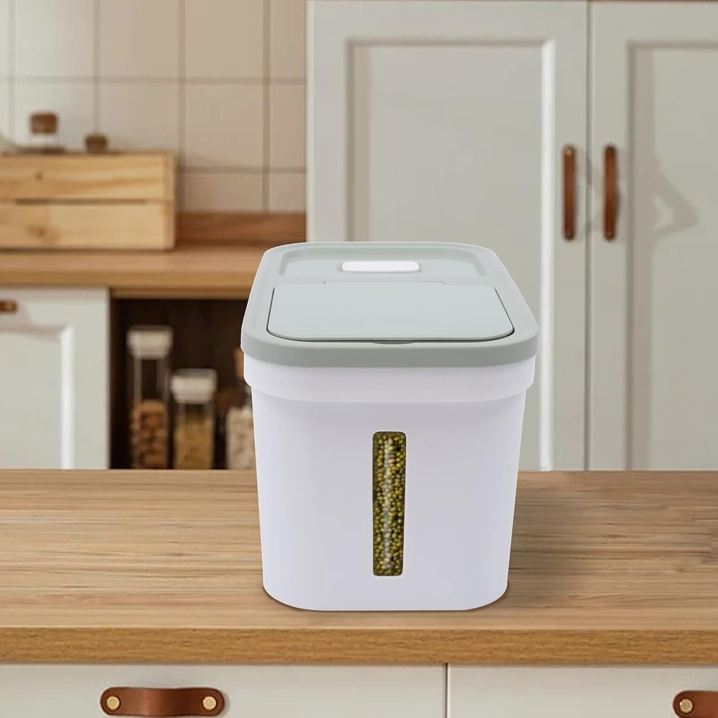 22Lbs Airtight Rice Container, Airtight Bulk Food Storage Bin with a Measuring Cup, Large Storage Container for Food, Flour Container, Rice Dispenser Suitable for Home, Restaurant