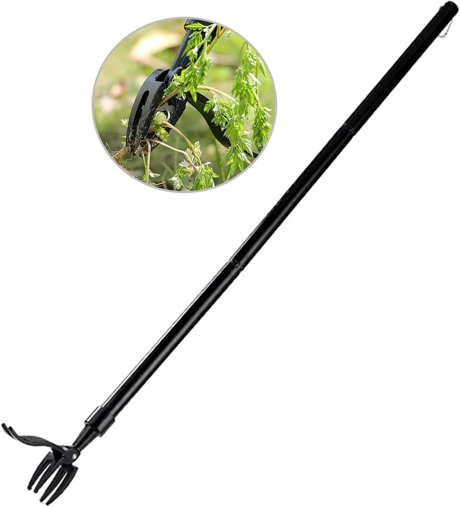 Weed Puller Tool, Stand Up Garden Weeder with 39" Handle & 4-Claw Steel Head, Ergonomic Yard Tool for Lawn/Garden, Black
