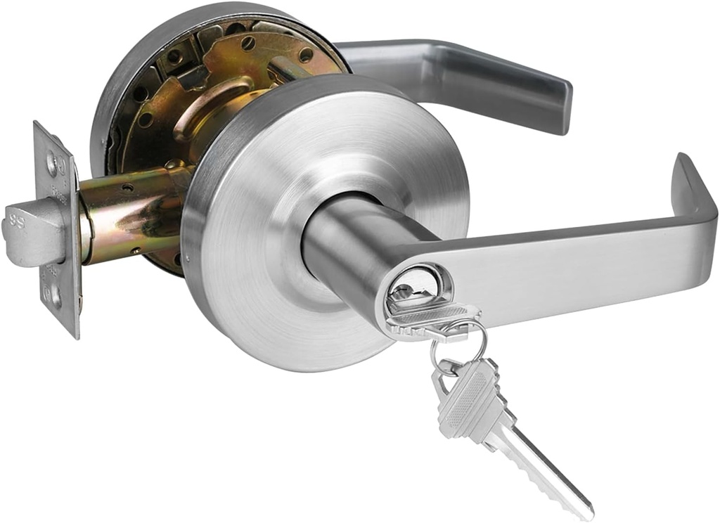 ANSI Grade 2 Commercial Keyed Entry Door Lever Handle with UL Listed, ADA Complaint, Satin Chrome 26D,GRD2-72ET-1P