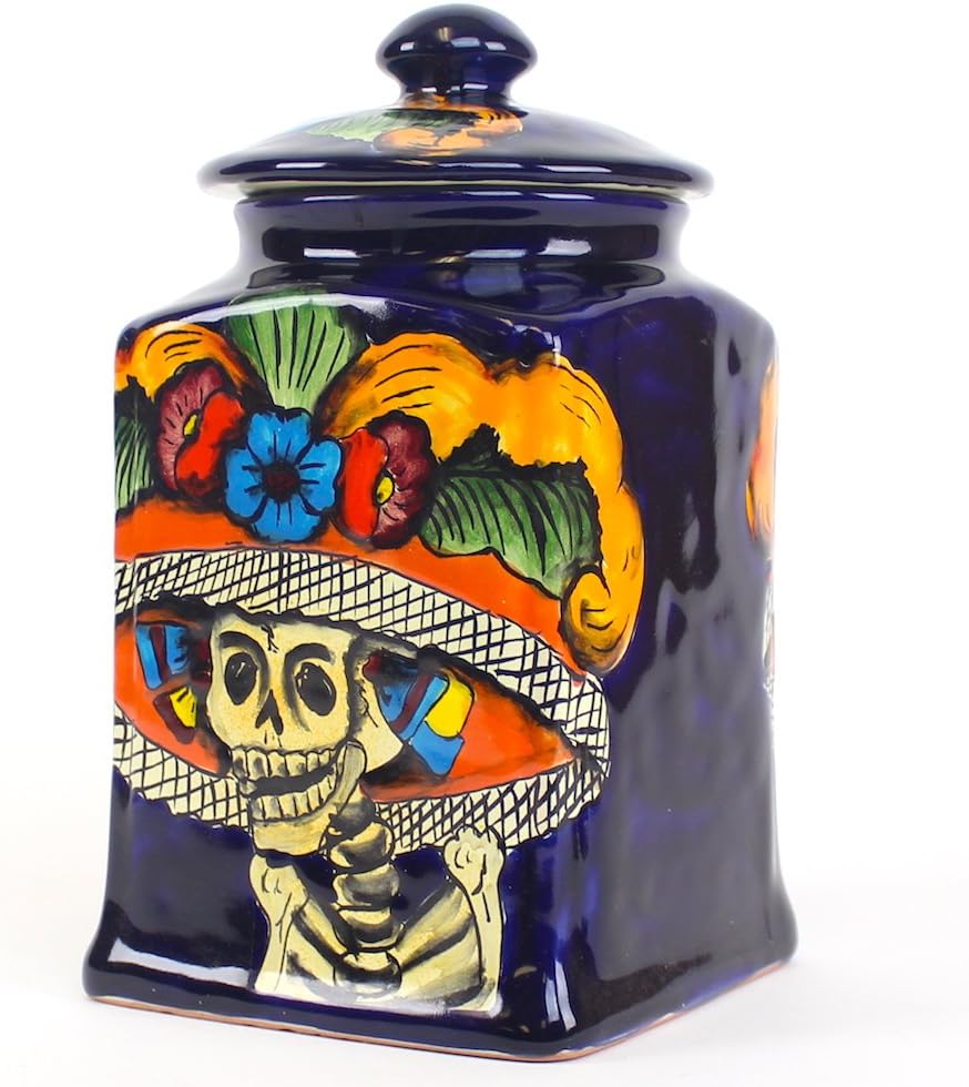 San Miguel Collection Vintage Catrina Kitchen Canister Large | Blue