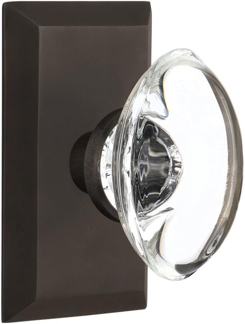 Nostalgic Warehouse Studio Plate with Oval Clear Crystal Glass Knob, Single Dummy, Oil-Rubbed Bronze