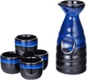 Happy Sales, Perfect 5 pc Japanese Design Ceramic Sake set (BlueOceanBlack)