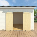 10FT Box Rail Exterior Barn Door Hardware Kit for 2 Doors, Sliding Heavy Duty Barn Door Track, Wall Mount Barn Door Hardware with 7 Track Brackets,Silver(Doors NOT Include)