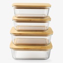 DE Glass Food Storage Containers with Bamboo Lids, (4, Pack 2 x 35oz & 2 x 51oz) Pack Meal Prep Glass Containers Safe for Microwave, Oven, Freezer and Dishwasher, BPA Free