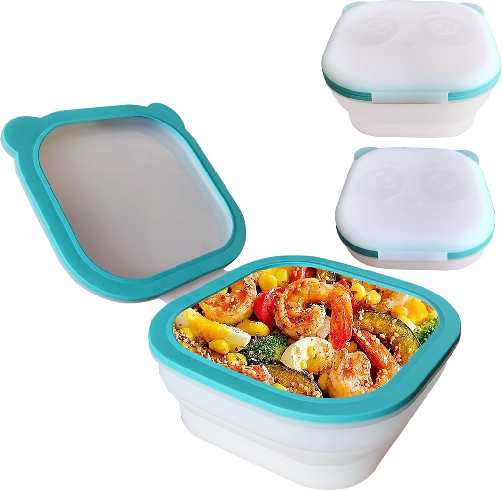 Larpur Magnetic Food Container with Lid Foldable Food Storage Silicone Airtight Storage Container Portable Collpsible Lunch Box for Camping, Travel, Picnic