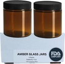 4oz Amber Glass Jar With Lids - FDA COMPLIANT Glass, BPA Free - Small Travel Container Jars - Perfect Filling For Lotion, Moisturizer, Medicine, Pill, Face Cream, Mask - 2 packs
