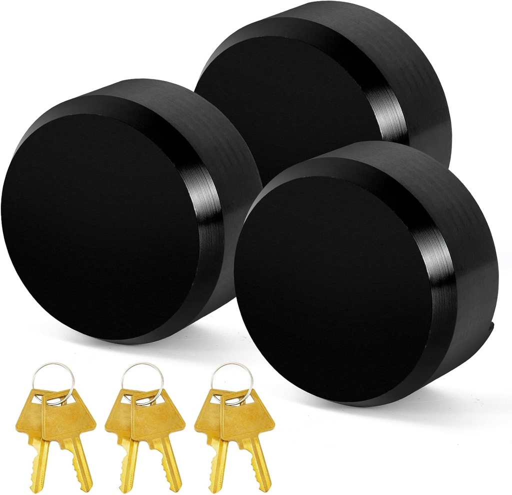3 Pack Puck Lock for Trailers Keyed Alike, 6061 Solid Aluminum Trailer Door Locks Hockey Puck Locks, Reinforced Hidden Shackle Padlocks for Trailers Trucks Vans Shed Gates w/6 Keys