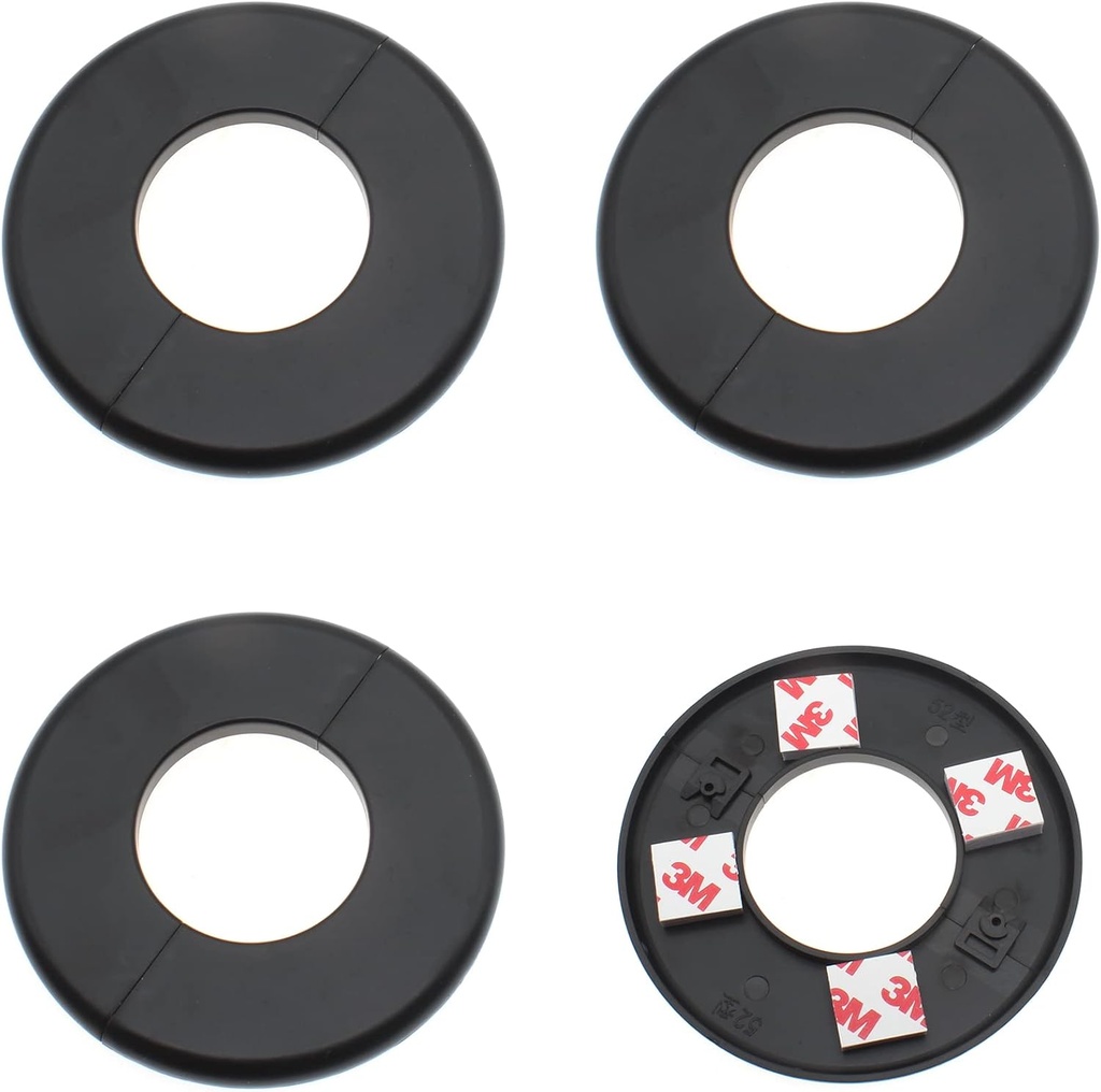 ID 3.0" ABS Wall Split Flange 4 Pcs Split Decorative Escutcheon Self-Adhesive Wall-mounted Water Pipe Cover Accessories (Black)