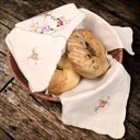 Set of 2 Bread Basket Liners Bun Warmers Perma-Press Cloth with Butterfly Embroidery (Ecru (Beige))