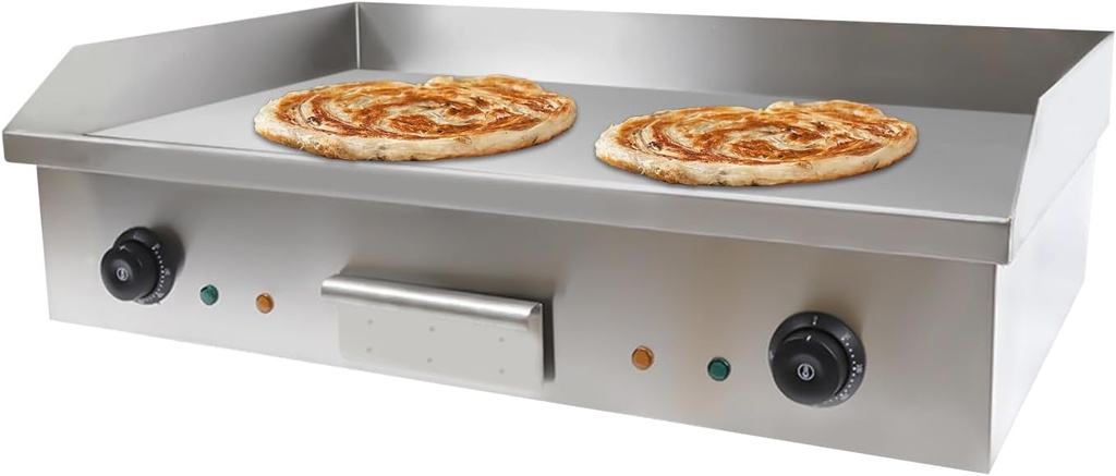 29" Commercial Electric Griddle, Double Control Electric Griddle Cooktop, 572F Max Temperature, Non-Stick Outdoor Flat Top Grill for Kitchen Restaurant