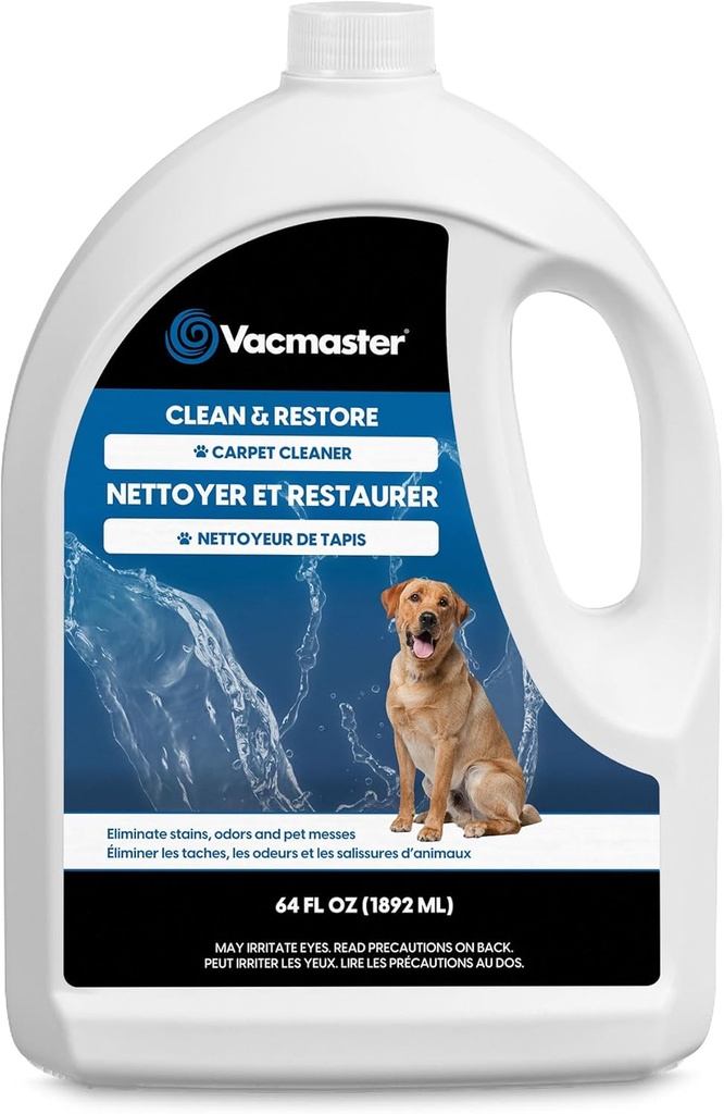 Vacmaster CCS03 Carpet Cleaner Shampoo Solution, 64 oz Spot & Stain Formula for All Carpets, Upholstery & Area Rugs