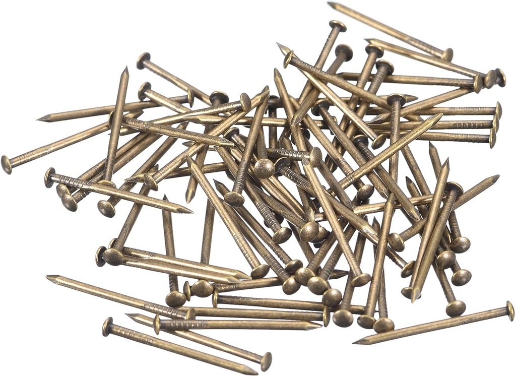 uxcell 280Pcs Small Tiny Nails 1.2x20mm(DxL) Tiny Brass Nails Hardware Round Head Brass Nail for Wooden DIY Projects Decorative Boxes Household, Bronze Tone