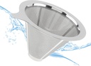 TQEONKL Pour Over Coffee Dripper,Paperless Reusable Coffee Filter,Metal Cone Reusable Single Cup Coffee Maker (2-4 cups)