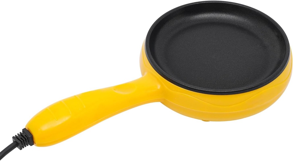 6-Inch Non-Stick Electric Skillet, Rapid Heat Up, Personal Mini Electric Round Griddle for Individual Pancakes, Cookies, Eggs & other on the go Breakfast, Lunch & Snacks, Blue/Yellow/Pink (Yellow)