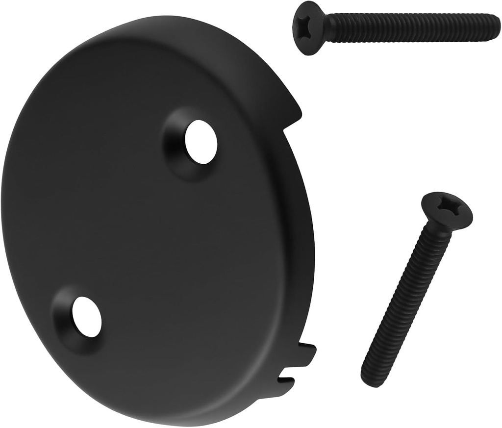 Two Hole Bathtub Drain Overflows Covers with Screw & Black Tub Overflow Cover Fits for Most Standard Bath Tub Drains, Bathtub Overflows Drains Cover 2-Hole