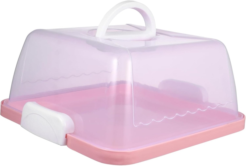 VICASKY Thickened Transparent Cake Box with Handle Portable Square Plastic Birthday Dessert Packaging Reusable Pastry Container for Weddings Showers and Parties