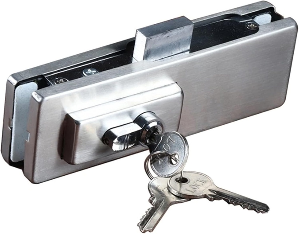 Frameless Double-Sided Glasss Door Ground Lock with Key,Commercial use Glass Door Locks,Stainless Steel,for 10-12 mm Thickness Glasss Doors,for Office,Home,Hotel,Apartment,Shop (Silver)