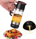 Honey Syrup Dispenser 300ml - Glass Honey Dispenser with Handle, Drip-Proof Syrup Bottle for Coffee Bar, Tea and Beverages - Reusable Coffee Accessory, Black
