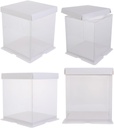 Zerodeko 4Pcs Transparent Cake Packaging Boxes Cake Carriers with Lid and Floral Displays Cake Holders for Giving and Serving