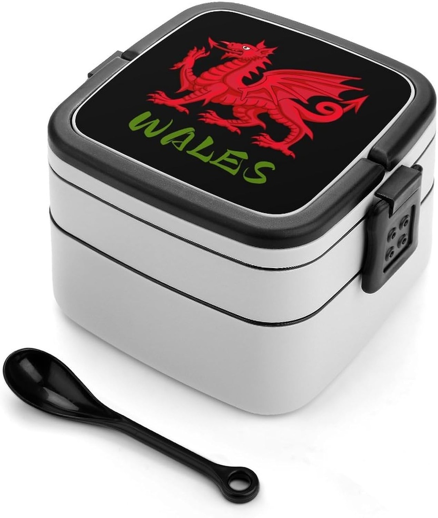 Wales Welsh Dragon Printed Bento Box Adult Lunch Box Stackable Lunch Containers 2 Layer Lunchbox for Work Picnic