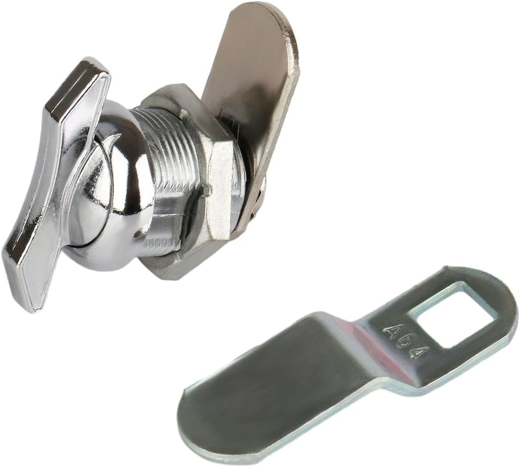 Thumb Operated Offset Cam Lock for RV Compartment Camper Storage Door,Non-Locking Replacement Lock,Keyless Knob Turn Furniture Cabinet Lock,Chrome Zinc Alloy (5/8 Inch（16mm)-1Set