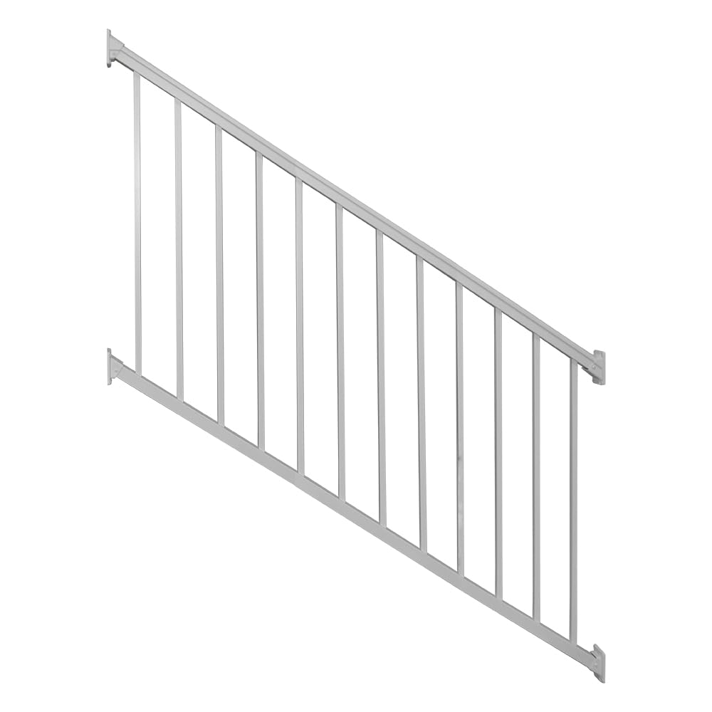 Weatherables Stanford Railing Kit – Aluminum Indoor & Outdoor Stair Railing Kit for Concrete Steps or Wooden Stairs, Made with Durable & Low-Maintenance White Powder-Coat Finish (36 in. H x 6 ft. W)